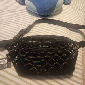 MZ Wallace Metro Sling Black Liquid Quilted Crossbody Bag
